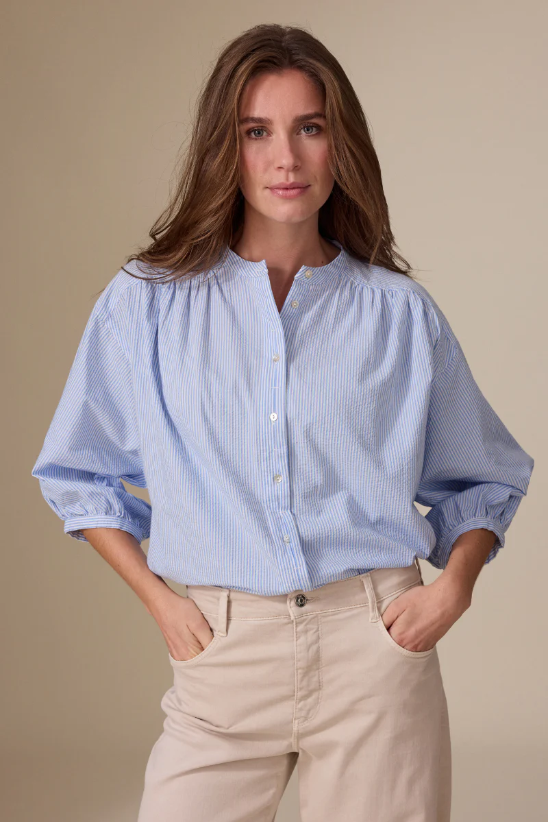 Laurie Blouse Licht Blauw Streep - Image 2