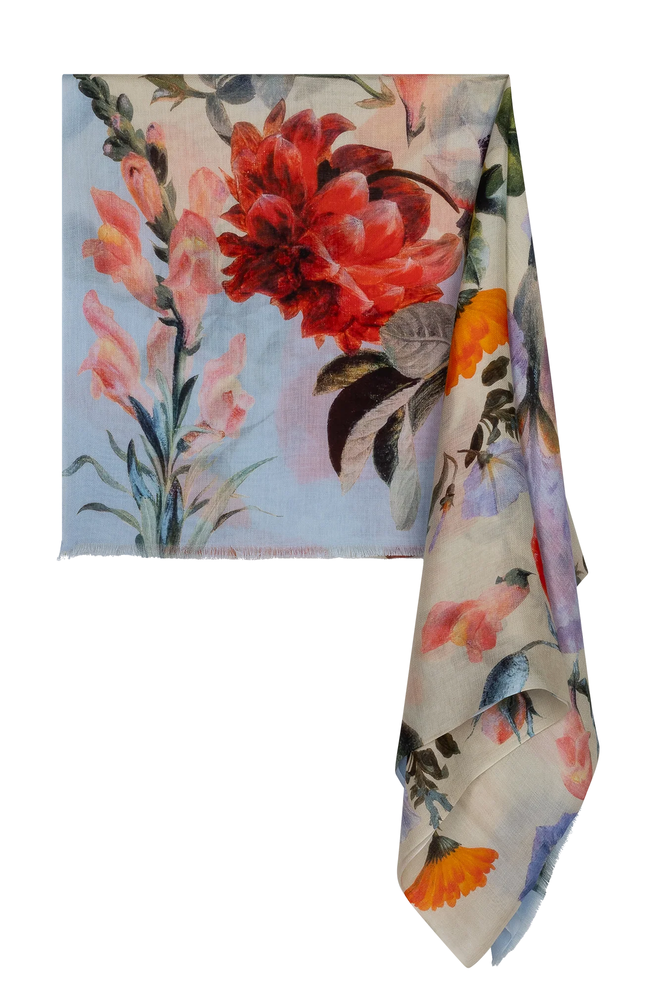Gwen Shawl Licht Blauw Print